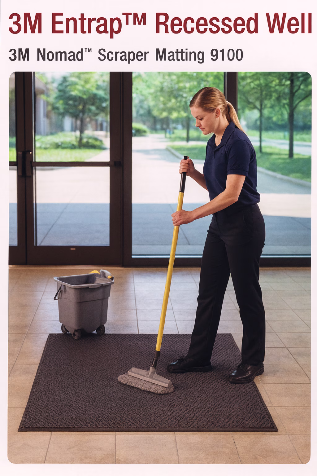 พรมดักฝุ่น 3M รุ่น 9100 พรมกันลื่นโครงสร้าง Z-Web สำหรับทางเข้าอาคาร